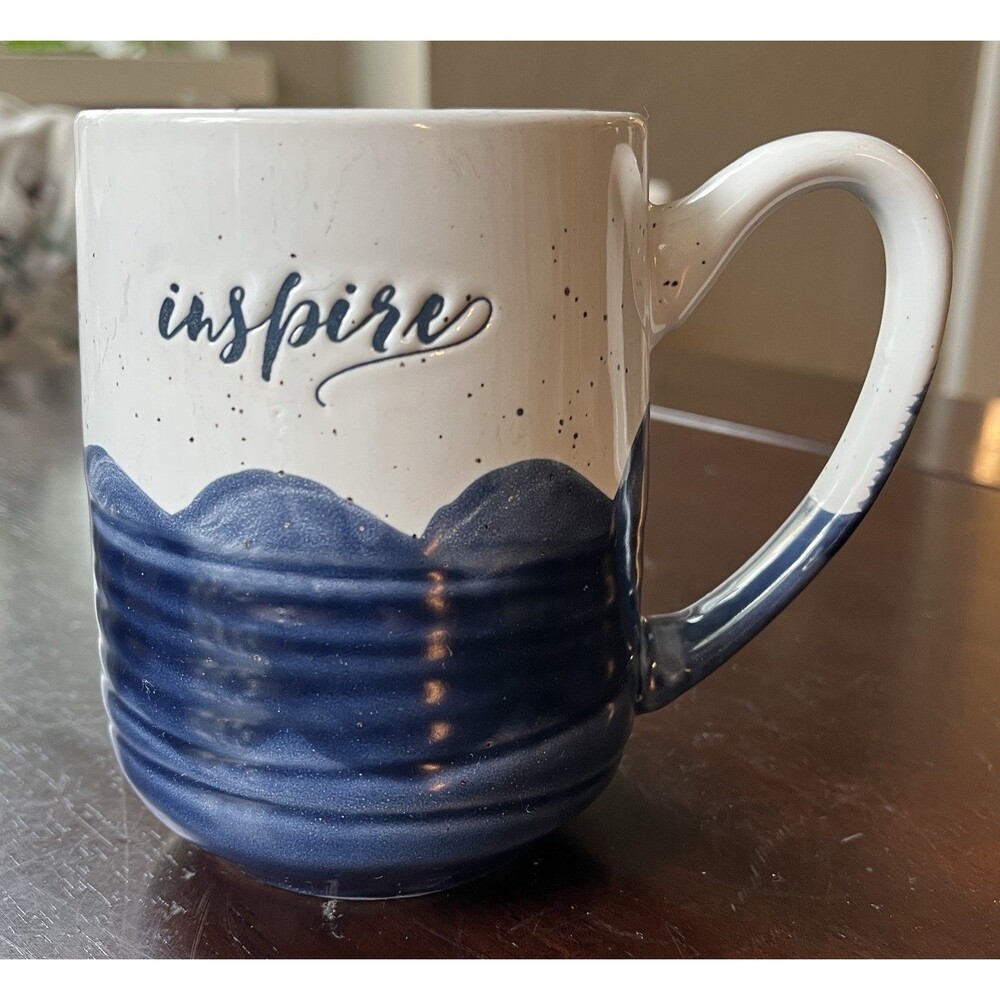 Sheffield Home Large “Inspire” Mug Hand Pottered Look Speckled Blue